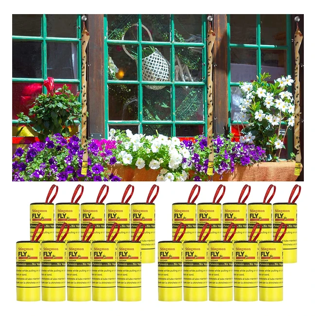 20pcs Fly Paper Sticky Trap for Indoor and Outdoor Use - Effective Control for Flies, Mosquitoes, and Other Flying Insects