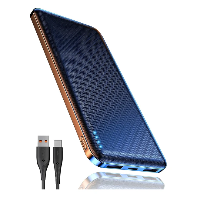 Powerbank 10000mAh ultra-slim, leicht und leistungsstark mit USB-C und 2 USB-Ausgängen