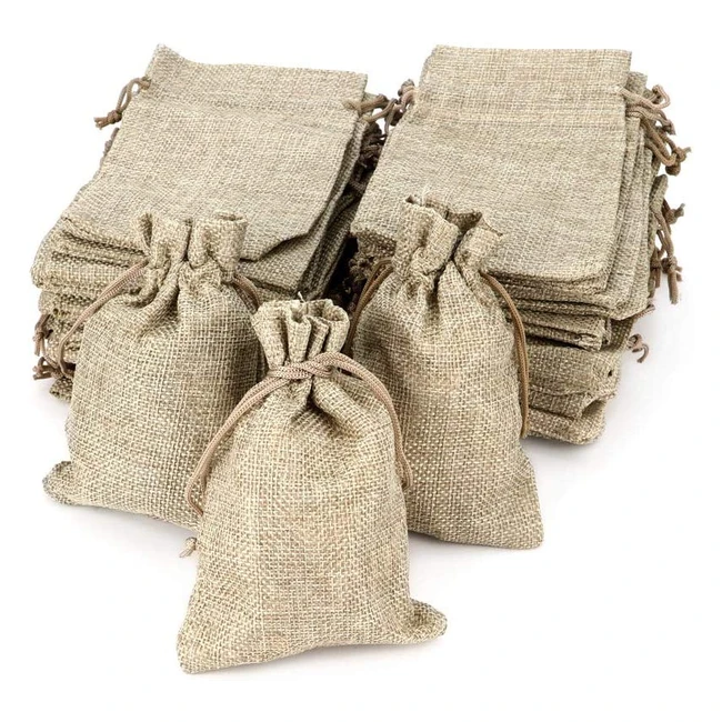 Lot de 50 sacs en jute avec cordon pour fête de mariage et DIY - 135 x 95cm