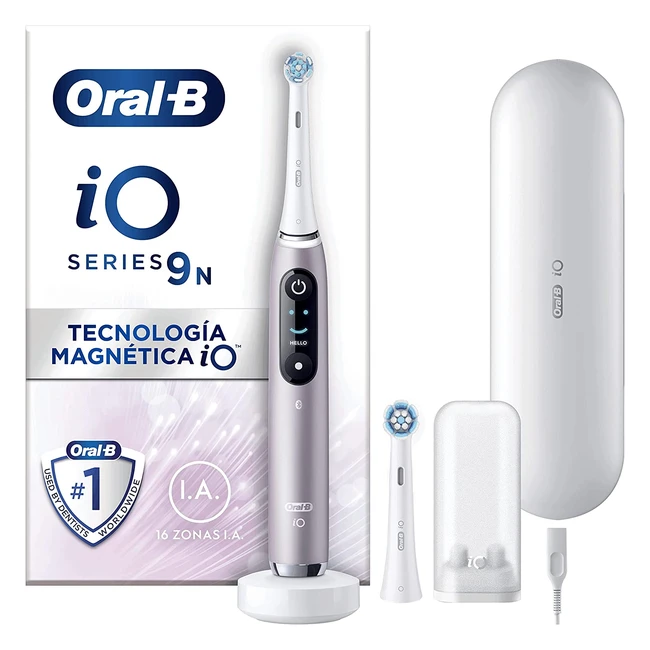 Cepillo de dientes eléctrico OralB io9n con tecnología magnética io, 2 cabezales y pantalla a color - Rosa