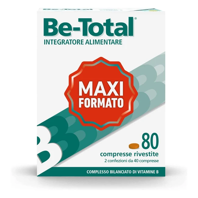 Betotal Integratore Alimentare Vitamine B per Adulti - Senza Glutine e Lattosio - 80 Compresse