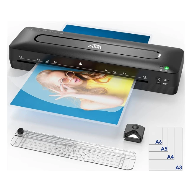A3 Laminator Machine - Fast Preheating, Smooth Lamination, 5-in-1 with Paper Trimmer and Corner Rounder