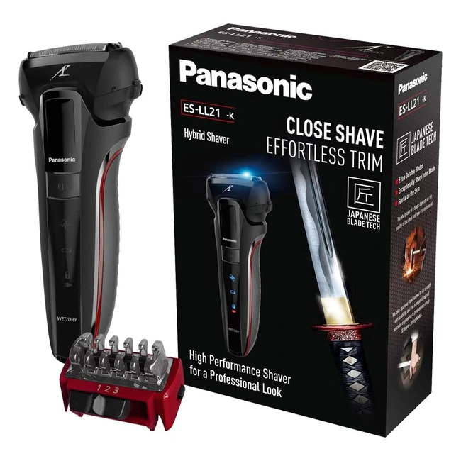 Panasonic ESLL21 Hybrid Wet/Dry Electric Shaver with Trim Attachment for Men - Close Shave, Sensor Shaving Technology, Pop-up Trimmer, Ergonomic Design