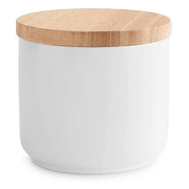 Ceramic Storage Jars with Wooden Lid - Airtight Containers for Food - Scandi Des