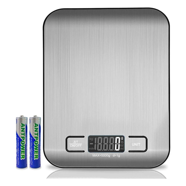 Balance de Cuisine Numérique Professionnelle 5kg | Mesure Précise jusqu'à 1g | Électronique avec Écran LCD et Fonction Tare