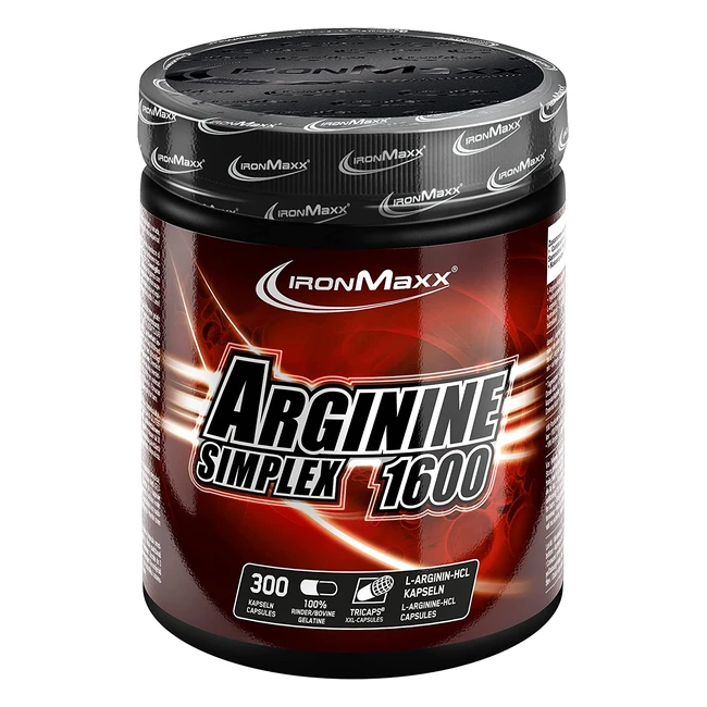 Ironmaxx Arginine Simplex 1600 - L-Arginine Amino Acid - 300 XXL Kapseln - Trica
