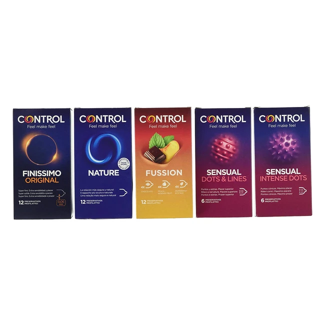 Cofanetto Control Pleasure Mix: 48 Preservativi Assortiti con Aromi e Stimolanti