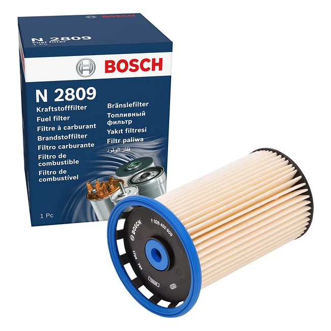 Filtro diésel Bosch N2809 para vehículos - Alta eficacia de filtración y retención de impurezas