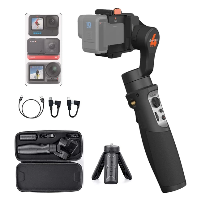 Hohem iSteady Pro 4 Actionkamera Gimbal - 3-Achsen spritzwassergeschützter Stabilisator für GoPro, DJI Osmo Action, Insta360 One R, Sony RX0 - 14 Stunden Laufzeit