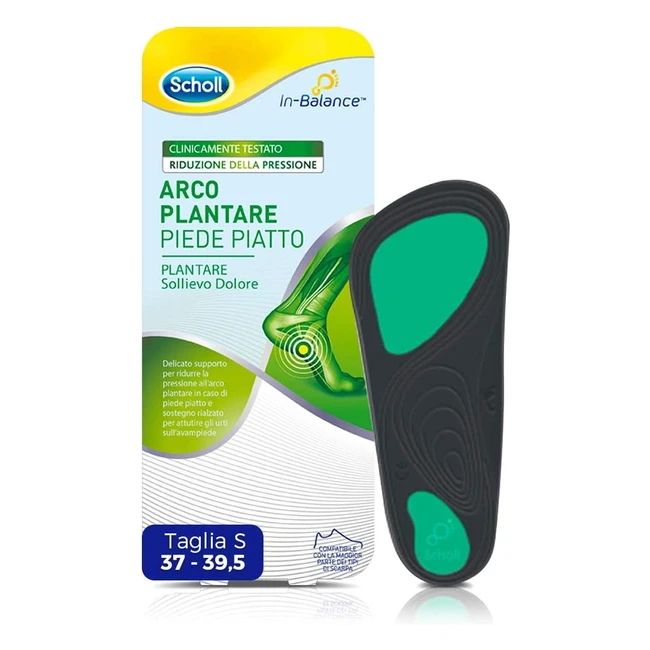 Scholl Plantari Inbalance: supporto arco plantare per piede piatto, unisex, taglia S (37395)