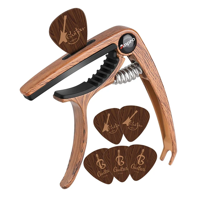 Capotasto Anpro per chitarra con plettri in lega di zinco - Adatto a chitarra, violino, ukulele, mandolino e banjo