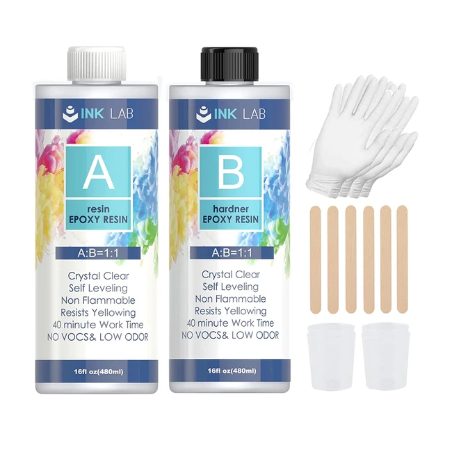 Clear Crystal Epoxy Resin Kit for Crafts & Jewelry Making - Non-Toxic & Fast Curing - 960ml/32oz