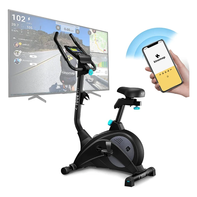 Cyclette Tour Fit Bluefin Fitness - Resistenza Magnetica, Console LCD, Compatibile con Kinomap