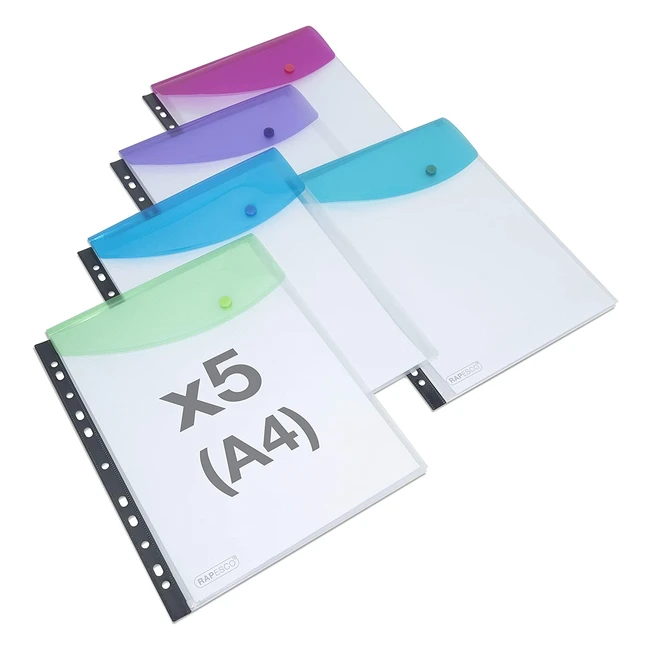 Rapesco 1630 High Capacity Ring Binder Wallet - Pack of 5 - Assorted Colors
