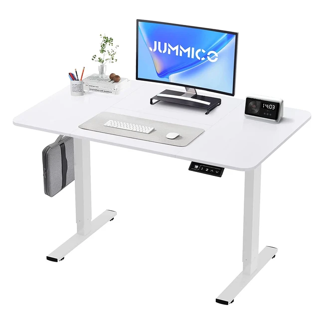 Jummico Elektrischer höhenverstellbarer Schreibtisch 120x60 cm - Ergonomischer Stehsitz-Tisch, Hhenverstellbarer Computertisch, Adjustable Desk in Wei