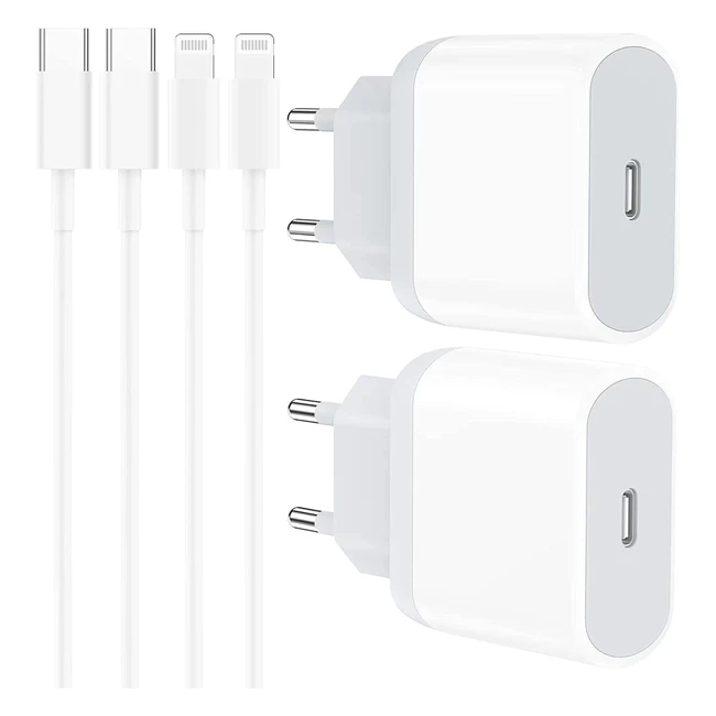 20W USB-C Ladegerät für iPhone 11-14 Pro Max - 4er Pack mit Kabel und Adapter