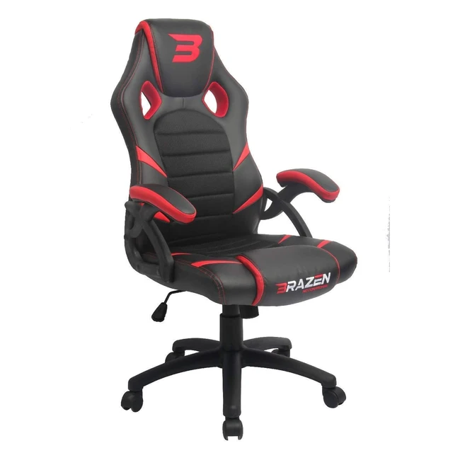 Brazen Puma PC Gaming Chair - Ergonomic PU Leather Seat with Armrests - Height Adjustable - Largest British Brand - Red