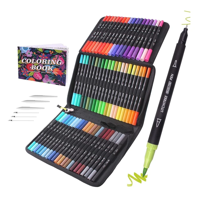 72 Diuraa Dual Tip Brush Marker Pens for Artists - Vibrant Colors Fine and Brus