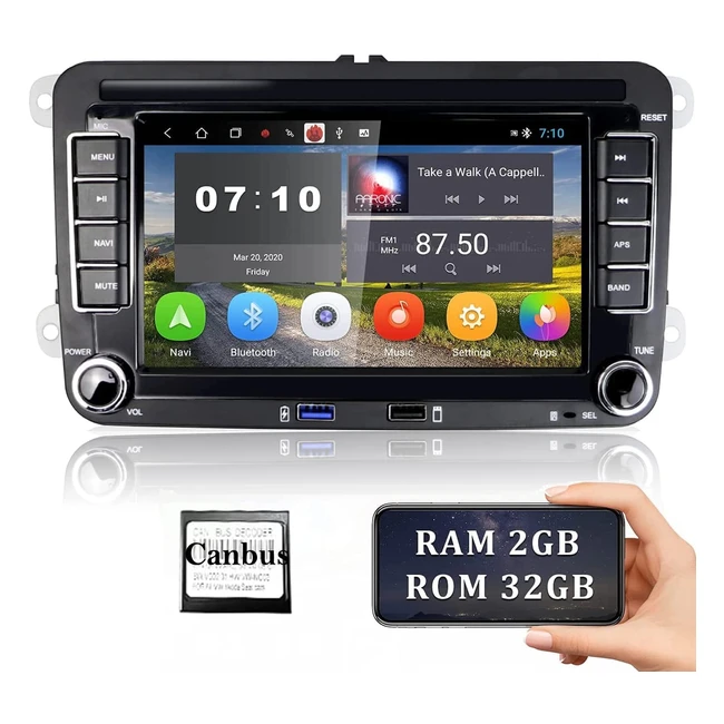 Autoradio Android Camecho pour VW Golf 5 6 Skoda Polo Passat Tiguan Touran - 7 pouces Bluetooth GPS WiFi FM SWC Mirror Link