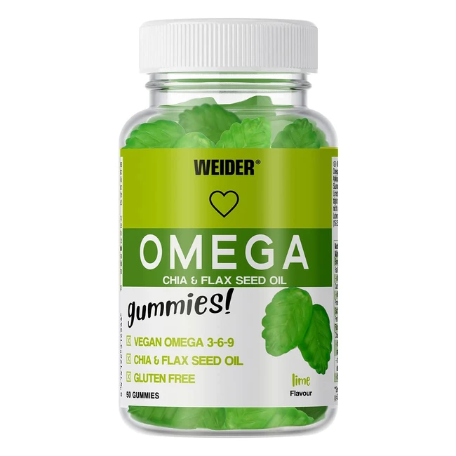 Weider Omega Gummies - Essential Omega 369 for Heart, Skin & Anti-Inflammatory - Vegan & Gluten-Free - 50 Gummies