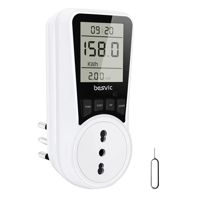 Misuratore Consumo Elettrico Besvic 3680W - Monitoraggio in Tempo Reale - Protezione Sovraccarico - Spina Italiana