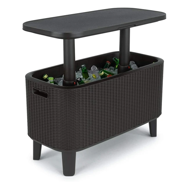 Keter Beistelltisch Bevy Bar mit Kühlmöglichkeit für Getränke und Snacks, Anthrazit, HxBxT 83,5x40,5x52,75 cm, höhenverstellbar