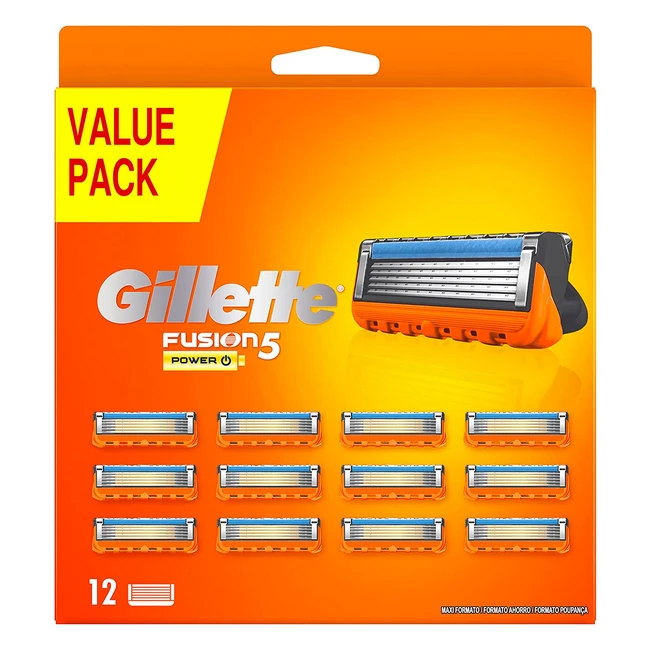Gillette Fusion 5 Power - Lamette da barba 12 ricambi - Delicatezza insuperabile