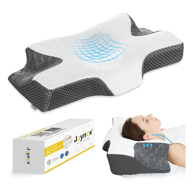 Joynox Cervical Memory Foam Pillow for Neck and Shoulder Pain - Ergonomic Orthopedic Support Pillow for Side, Back, and Stomach Sleepers