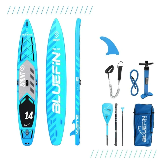 Bluefin SUP 14 Sprint Carbon - Robustes Touring-Paddle-Board-Set