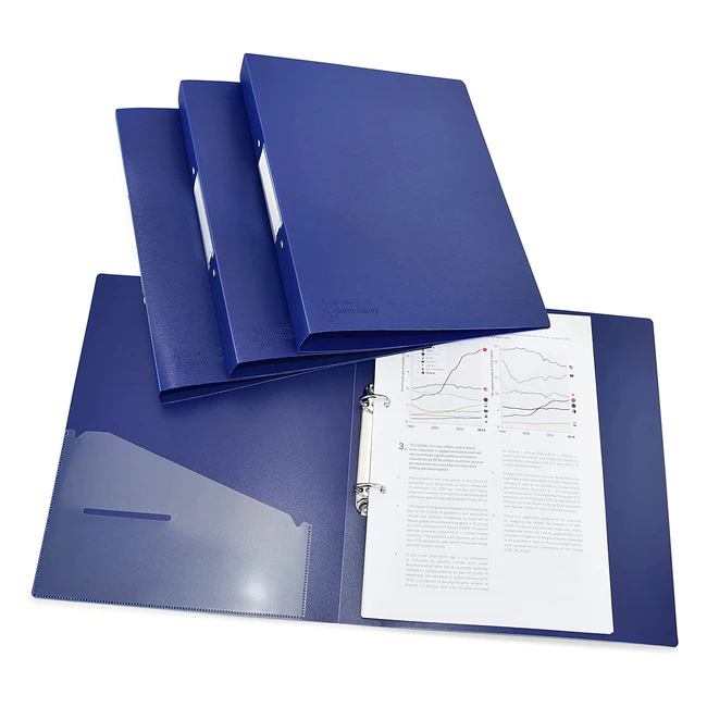 Carpeta de anillas Rapesco 1660 Germsavvy A4 con tratamiento antibacteriano, 2 anillas en polipropileno, lomo de 35 mm - azul (paquete de 4)