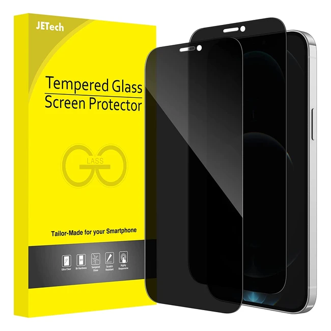JETech Privacy Screen Protector for iPhone 12 Pro Max - Full Coverage Tempered Glass Film with Antispy Protection (2 Pack)