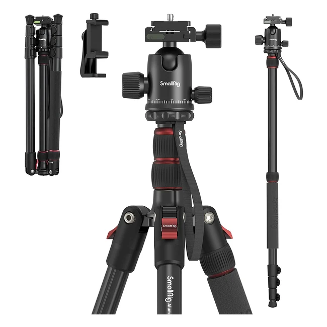 Trípode y monopié de cámara Smallrig 72 de aluminio ligero y portátil para viajes con rótula panorámica de 360 grados y carga máxima de 15 kg
