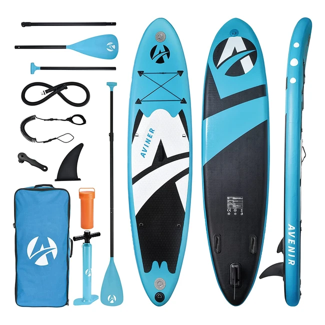 Tabla Paddle Surf Hinchable Aviner 150kg MX Set - Tablas Hinchables de Paddle Surf para Jóvenes y Adultos - SUP Board 305x71x15cm - Remo Ajustable - Mochila y Correa - Aleta Desprendible