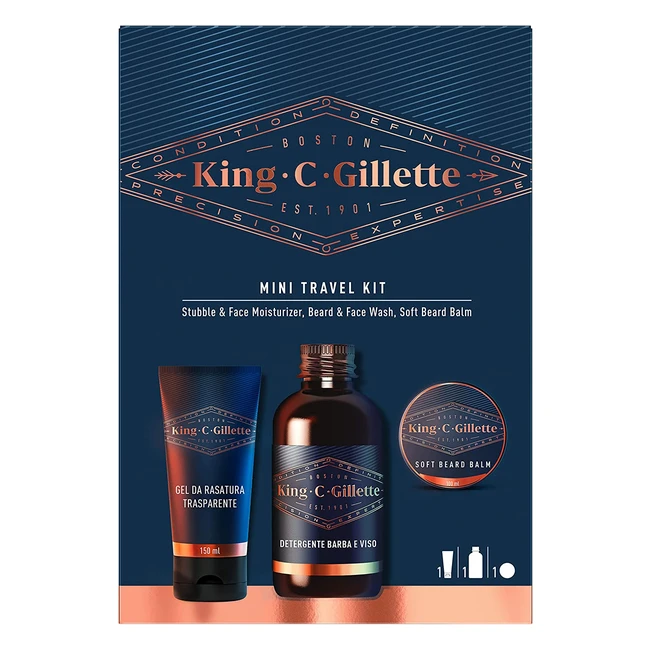 Kit da viaggio King C Gillette per la cura della barba - Crema idratante 30ml d
