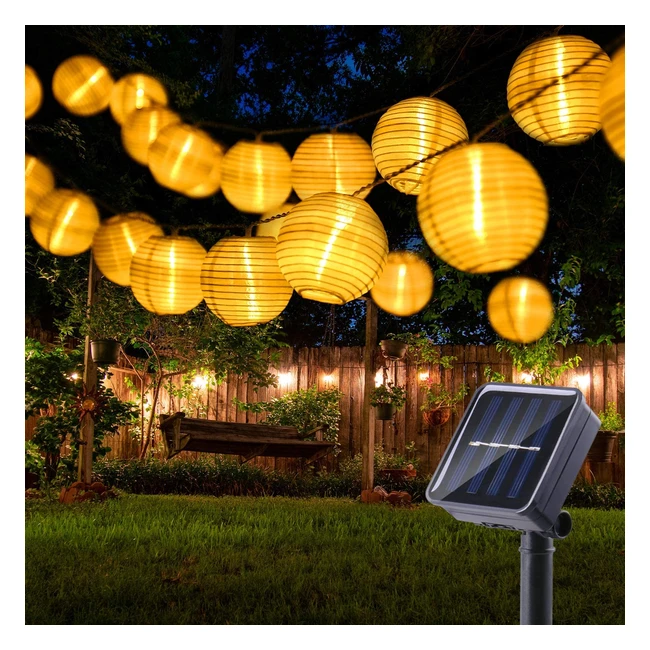 Guirlande solaire extérieure Brizlabs 6m 30 LED lampion blanc chaud étanche pour jardin, terrasse, mariage, fête