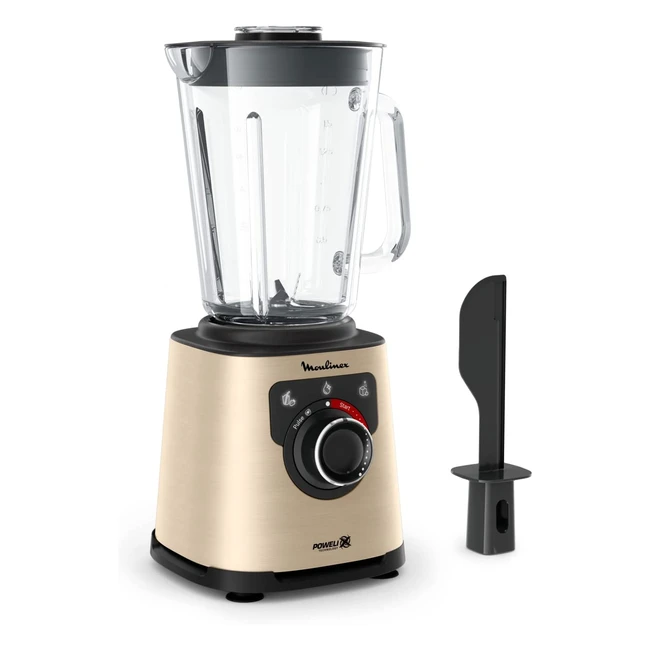 Blender Moulinex PerfectMix LM871A10 1200W - Bol en verre 1,5L - Mixeur Smoothie Powelix - Nettoyage facile - Noir/Or