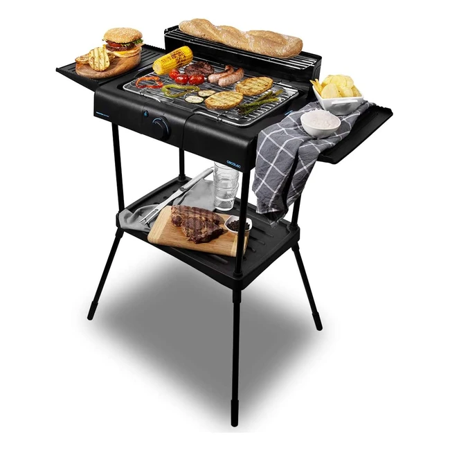Barbecue électrique Cecotec PerfectCountry 2000 EasyMove avec support, gril en acier inoxydable et pare-vent