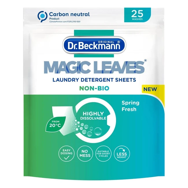 Dr Beckmann Magic Leaves Non-Bio Laundry Detergent Sheets - 25 Sheets