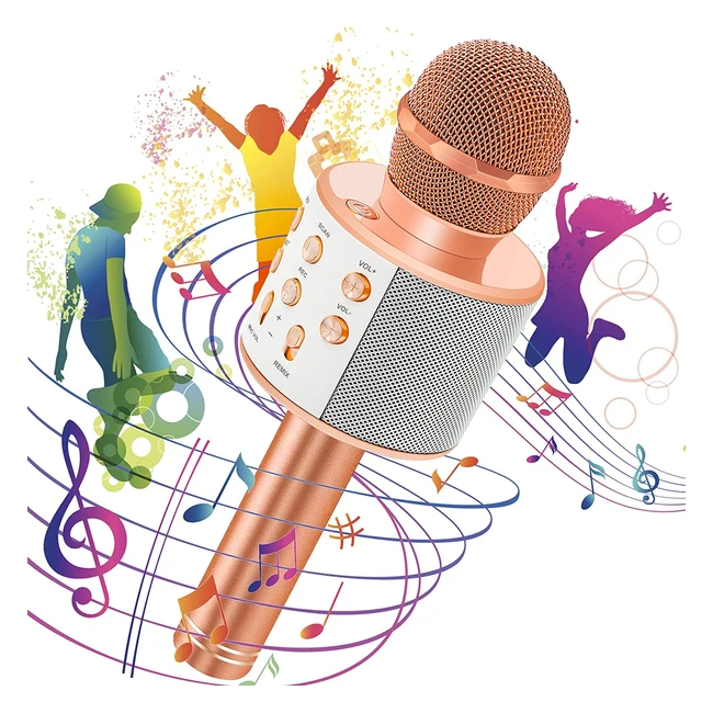 Micro Karaoke Enfant Bluetooth Portable 5 en 1 - Idéal pour Chanter Partout - Compatible avec Android/iOS/PC/Smartphone