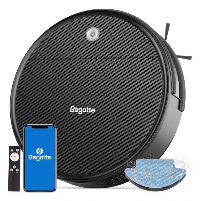 Bagotte Robot Vacuum Cleaner 3in1 w/ Gyro Navigation, 150min Runtime, WiFi & Alexa, Ideal for Pet Hair & Hard Floor