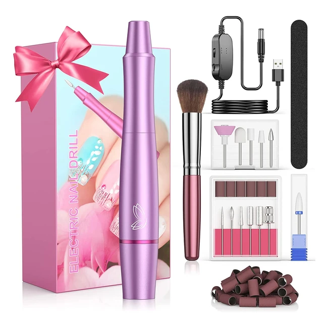 Fresa per Unghie Elettrica Professionale 12 in 1 - Lima Manicure Pedicure Portatile - Strumenti di Lucidatura - Regalo Festa della Mamma - Viola