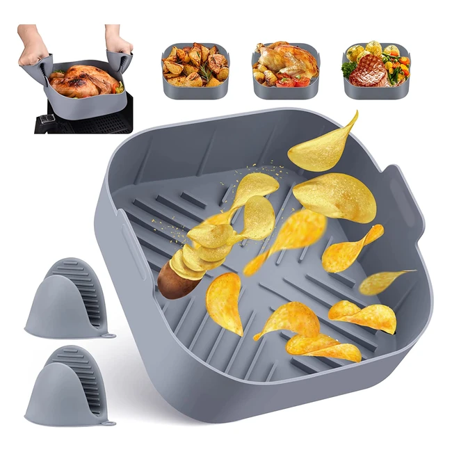 Cestino Friggitrice ad Aria in Silicone Bisnie - Riutilizzabile, Resistente al Calore, Adatto per Forno e Microonde - Diametro 20cm