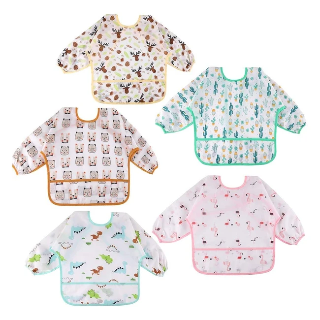 Bavaglino Impermeabile Lictin Unisex per Bambini Piccoli - 5 Pezzi