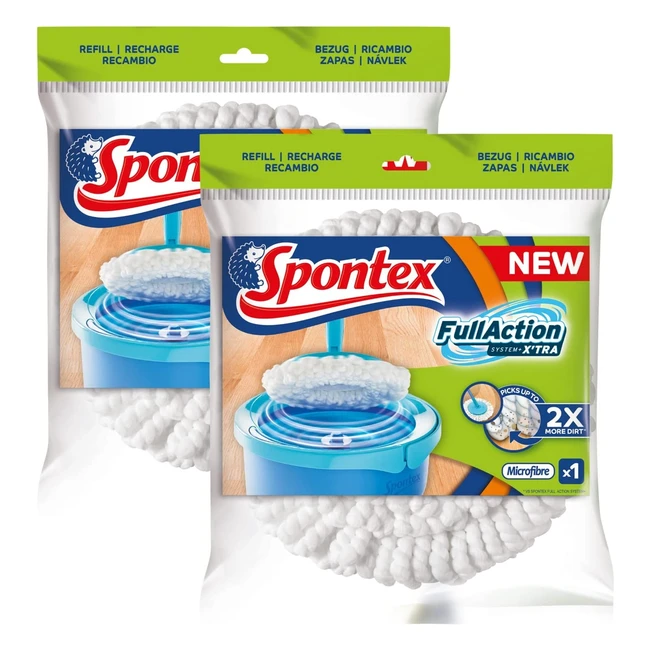 Spontex Panni di Ricambio in Microfibre - Full Action System Xtra - Bianco - 2 Unità