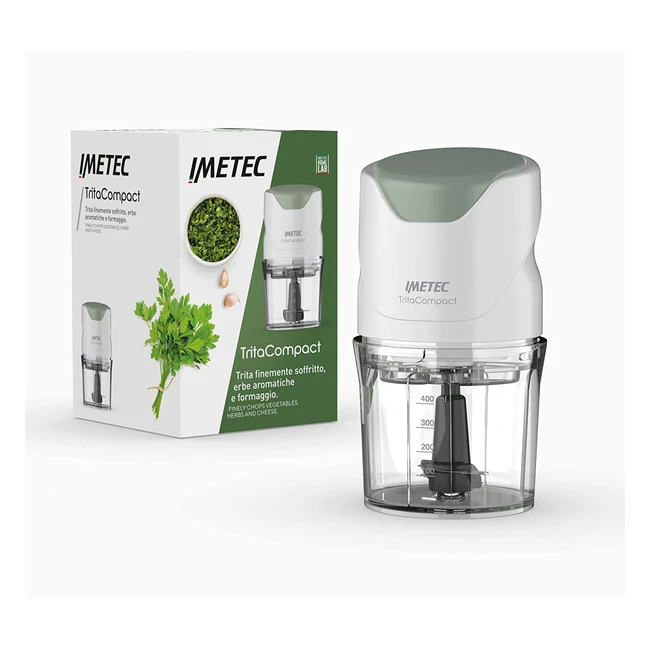 Procesador de alimentos compacto Imetec con 2 cuchillas de acero inoxidable y recipiente de 400 ml