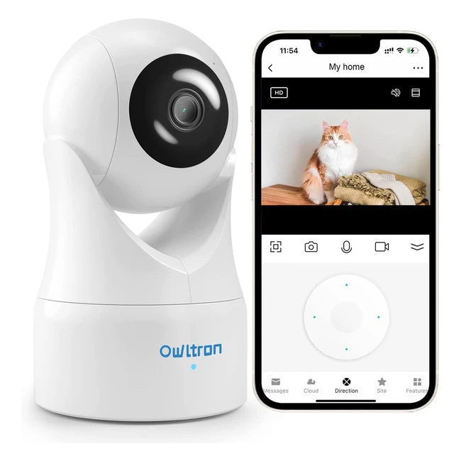 Owltron Indoor Camera - 1080p FHD Video, Night Vision, 360 PT, 2-Way Audio, Smart Detect, App Sharing