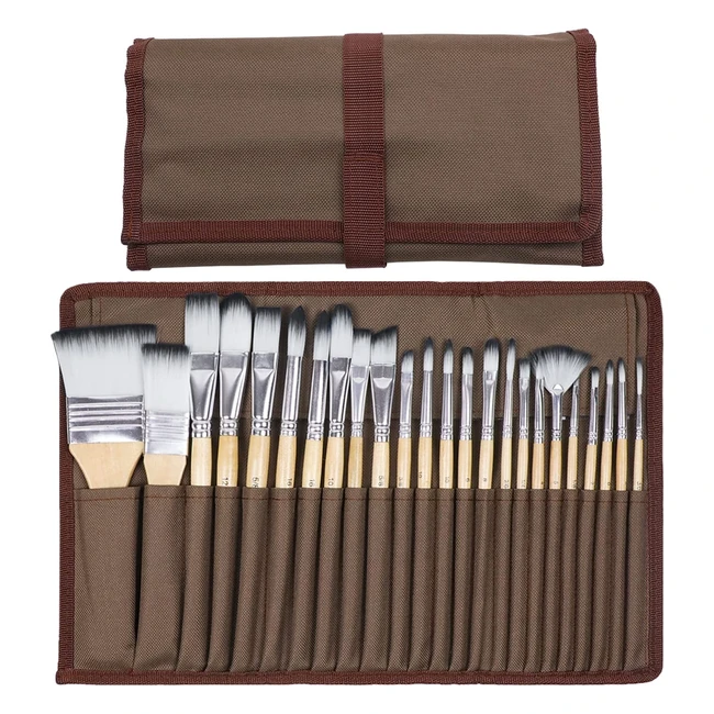 Artecho Pinceles Pintura Acrilica - Set de 24 Pinceles Profesionales para Principiantes y Profesionales - Ideal para Acrilica, Acuarela, Gouache y Leo