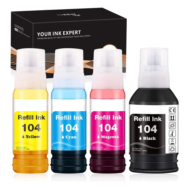 Botellas de tinta iubest 104 compatibles con Epson Ecotank - Multicolor