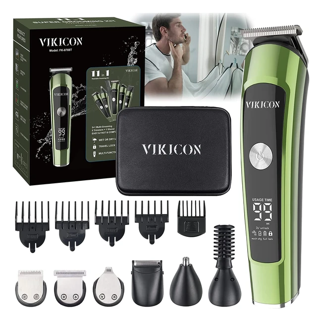 Vikicon Beard Trimmer for Men - All-in-1 Cordless Hair Clippers Set with Travel Case - Waterproof Male Trimmers for Face, Ear, Nose, Body Grooming - FK8788T
