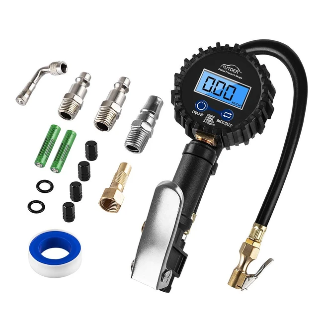 Autder Digital Tyre Pressure Gauge - Accurate 0250 PSI Readings with Backlit LCD and Nonslip Grip